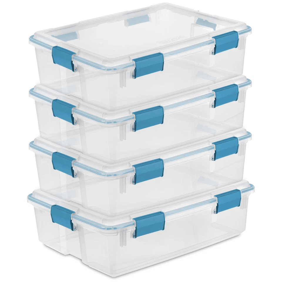 Quart Clear Plastic Storage Totes with Latching Lids, Closet Organizer