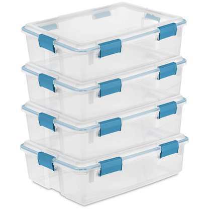 Quart Clear Plastic Storage Totes with Latching Lids, Closet Organizer