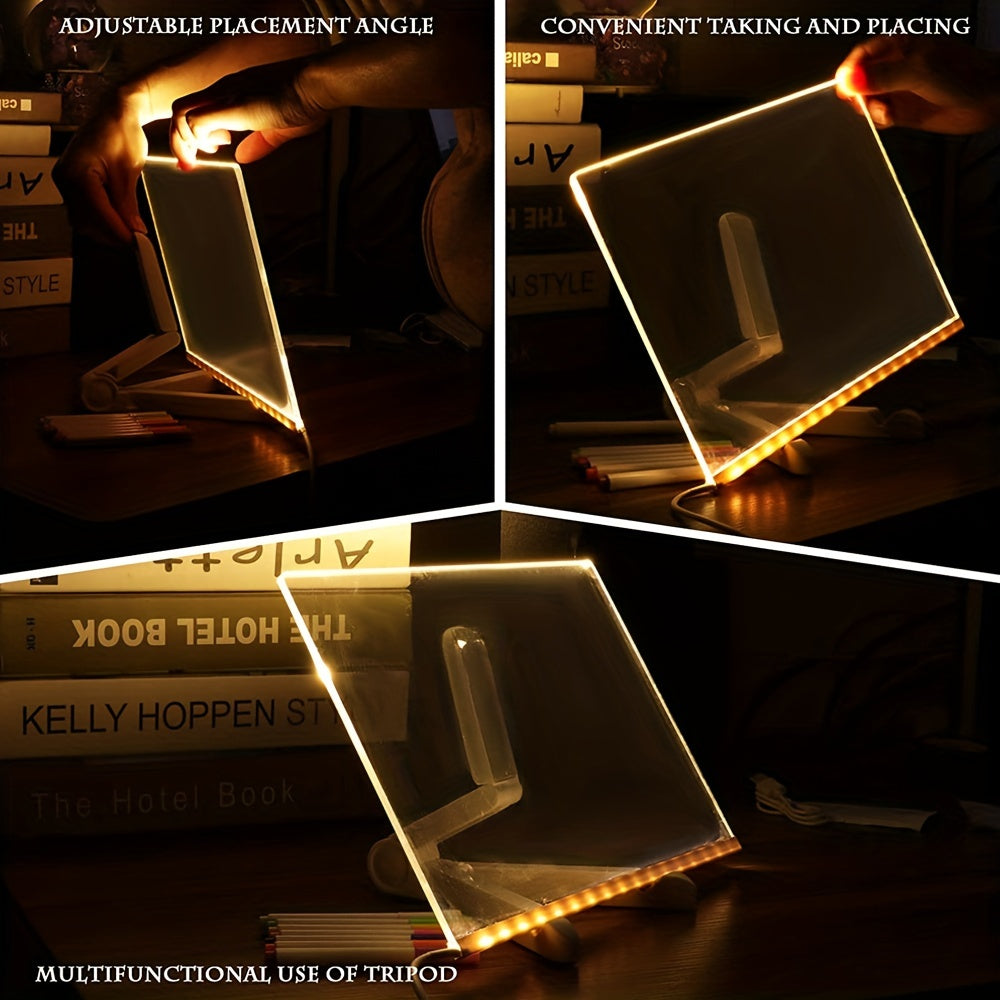 LED Light Up Acrylic Message Board USB Erasable Drawing Board for Kids Bars  Birthday Gifts