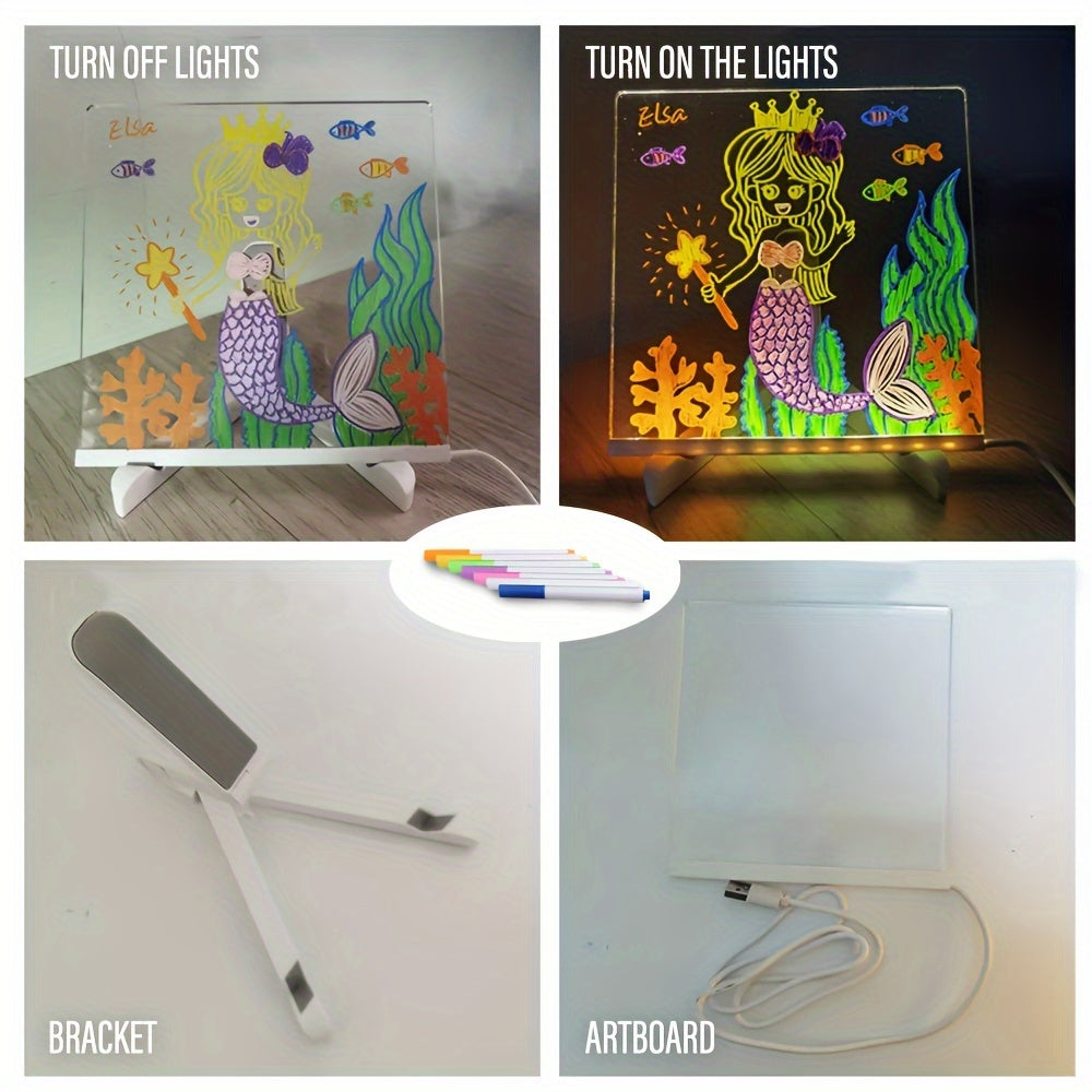 LED Light Up Acrylic Message Board USB Erasable Drawing Board for Kids Bars  Birthday Gifts