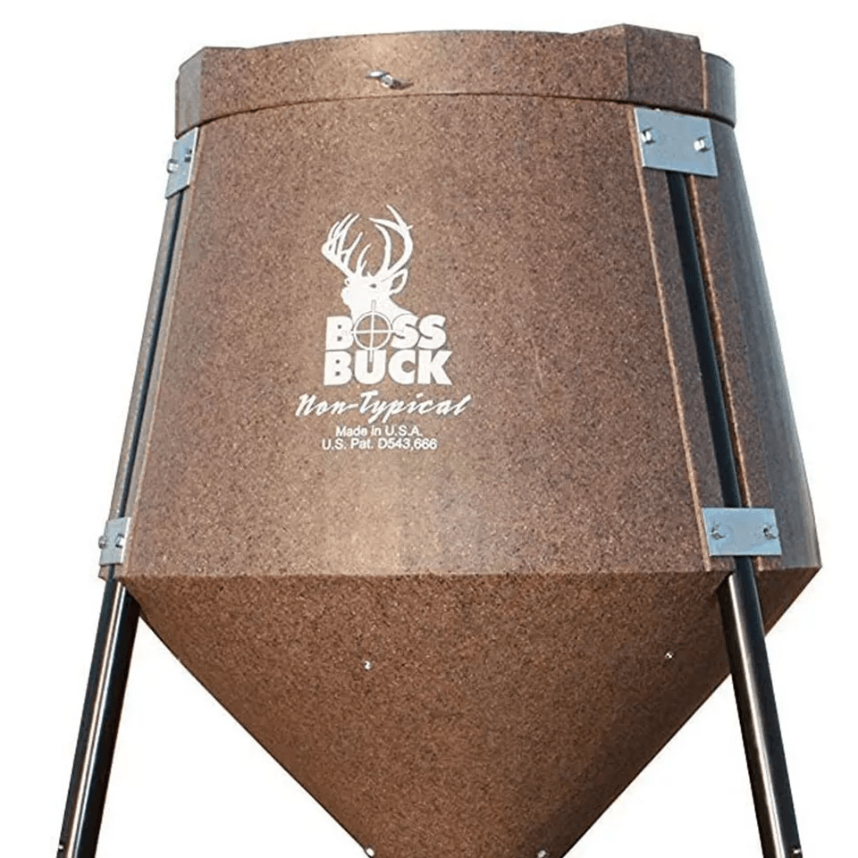 HeavyDuty Boss Buck Gravity Fed Tripod Feeder For Deer Protein  Corn Pellet Game Feeder With Adjust 4