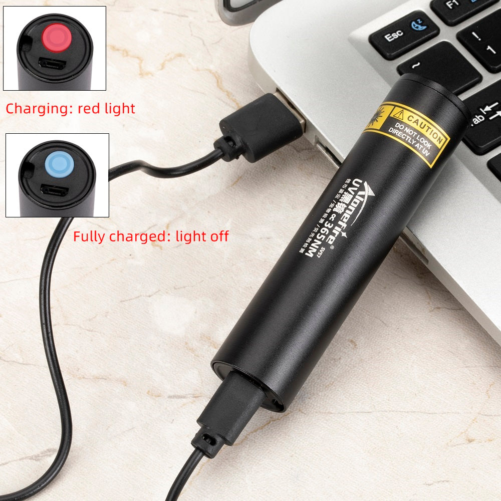 Mini 3W 365nm UV Flashlight Rechargeable Blacklight Torch for Manicures Pet Urine Tinea Scorpion