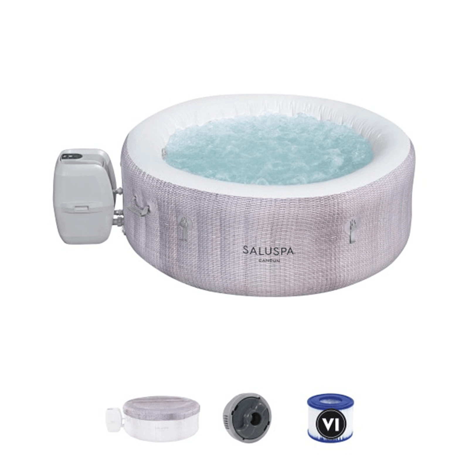 Bestway SaluSpa Cancun AirJet Inflatable Hot Tub with Soothing Jets, Gray, Spa with Bubble Jets & Rapid Heating System