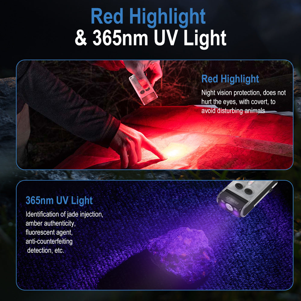 V30 EDC LED UV Flashlight 12 Modes Rechargeable Power Bank Magnetic Clip 180 Swivel Buzzer Ca
