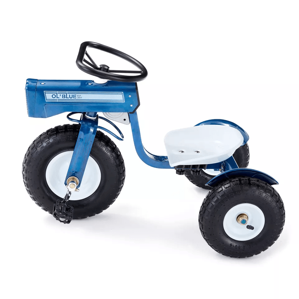 Tricam Blue Tractor Tricycle Steel Toddler Bike Kids RideOn Pedal Toy With Adjustable Seat Pneumati 2