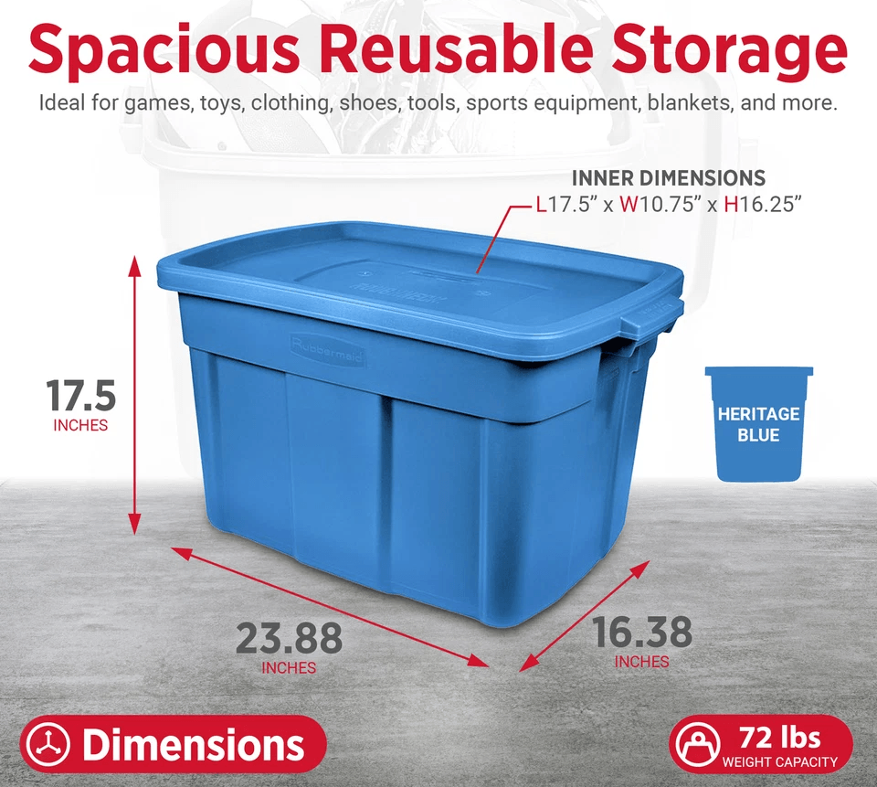 Rubbermaid Roughneck Tote Gallon Storage Container HeavyDuty Heritage Bin Stackable Moisture  Pest  4