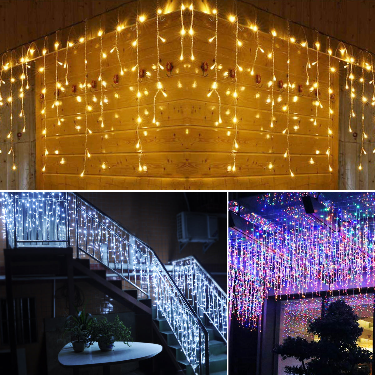 Outdoor LED Icicle String Lights 5M Christmas Garland Curtain Light for Garden Eaves Wedding  Pa