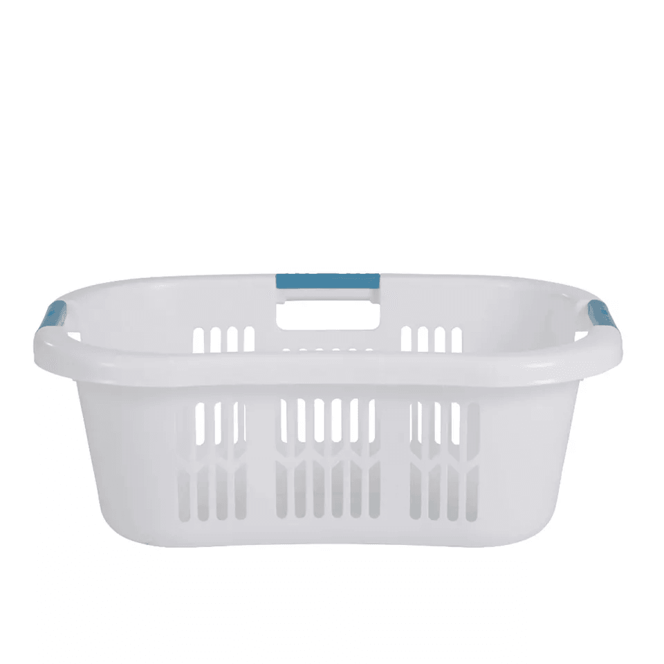 Rubbermaid Bushel Hip Hugger Laundry Basket White Plastic Portable  Comfortable For Home Use 1