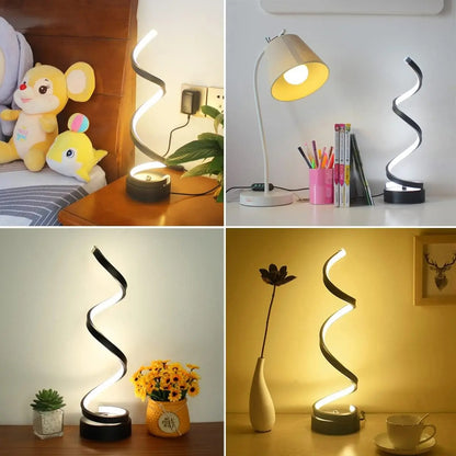 Modern Spiral Dimmable LED Table Lamp Sleek Bedside Light for Living Room Bedroom Office