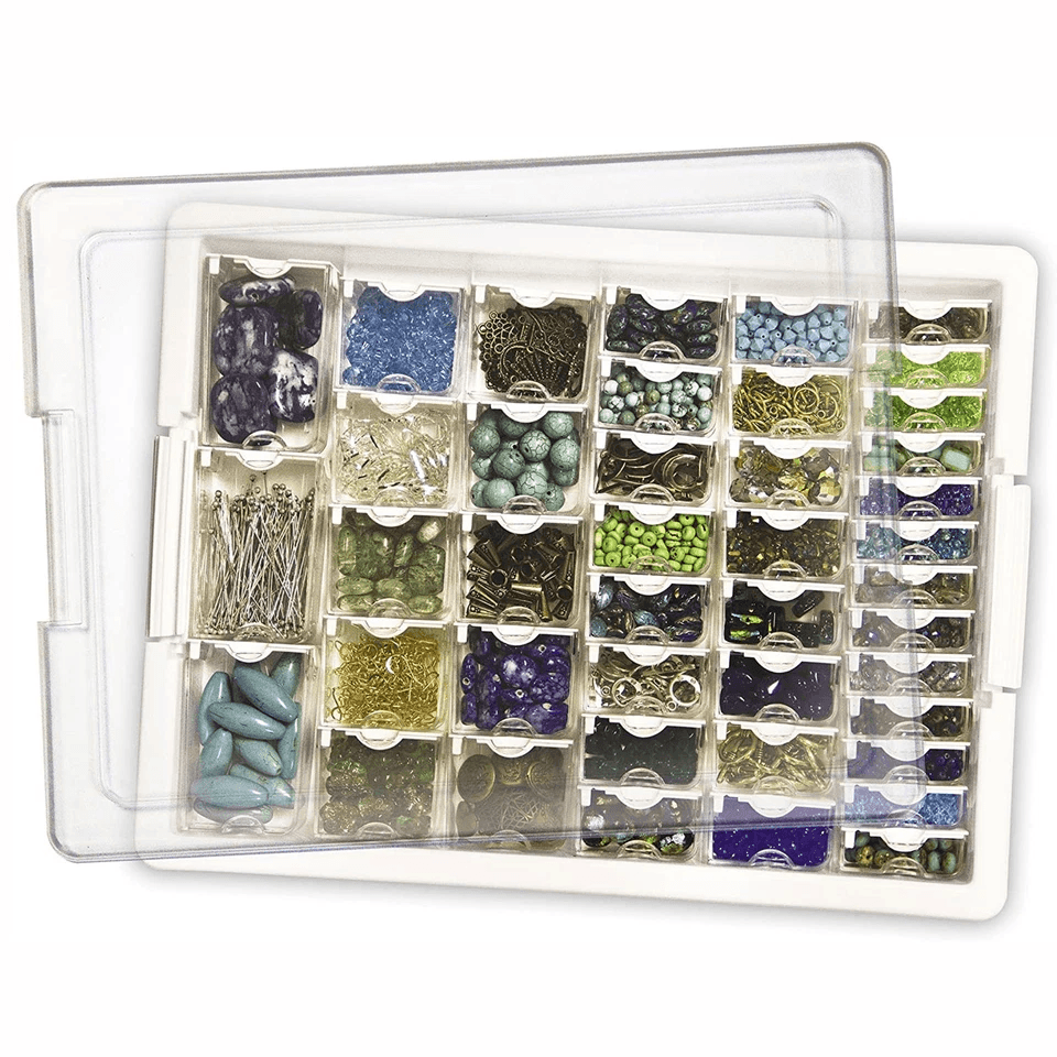 Elizabeth Ward Assorted Craft Supplies Organizer Durable Bead Storage Solutions Tray With Stackable 4