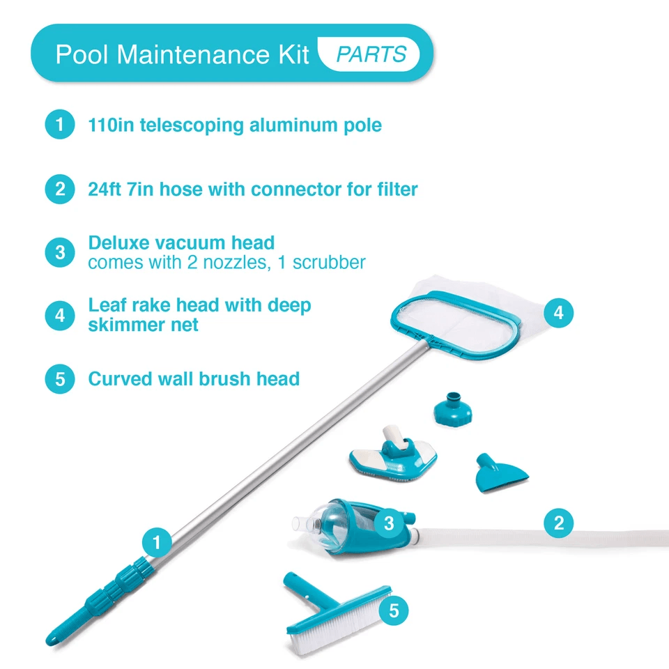 Intex Deluxe Above Ground Pool Maintenance Kit For 800 GPH Pump  Vacuum Pole Net  Hose For 18ft Poo 2