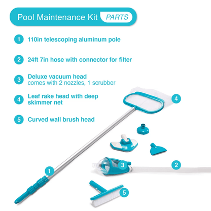 Intex Deluxe Above Ground Pool Maintenance Kit For 800 GPH Pump  Vacuum Pole Net  Hose For 18ft Poo 2