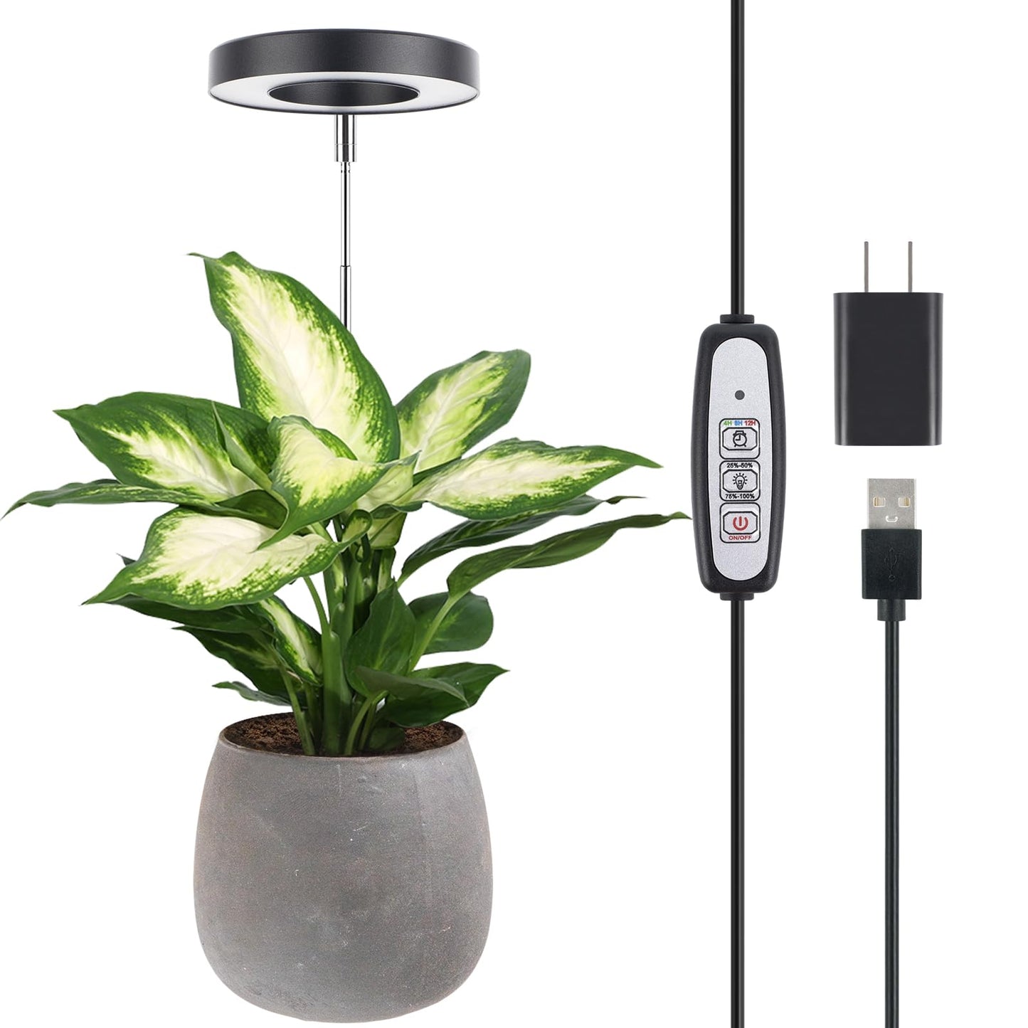 Indoor Plant LED Grow Light Full Spectrum Floor Lamp with Timer Dimming and Adjustable Height for