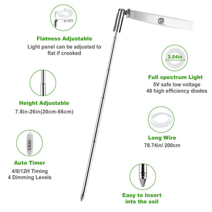 Indoor Plant LED Grow Light Full Spectrum Floor Lamp with Timer Dimming and Adjustable Height for