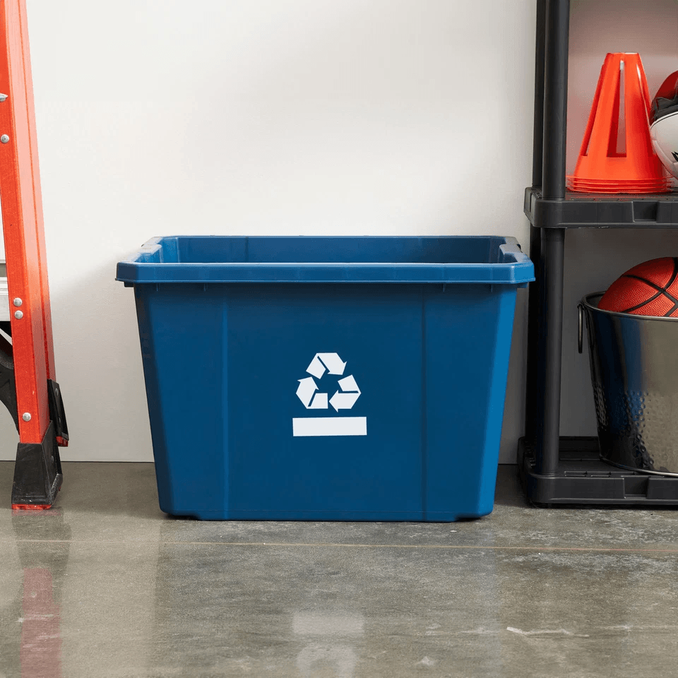 Gracious Living Medium Curbside Blue Box Plastic Home Recycling Bin Durable Stackable Container Wit 9