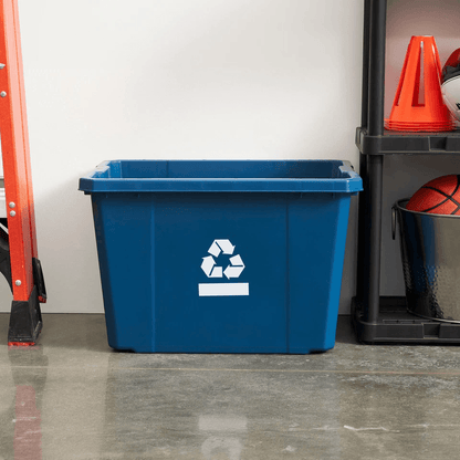 Gracious Living Medium Curbside Blue Box Plastic Home Recycling Bin Durable Stackable Container Wit 9
