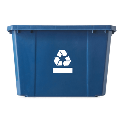 Gracious Living Medium Curbside Blue Box Plastic Home Recycling Bin, Durable Stackable Container with Handles