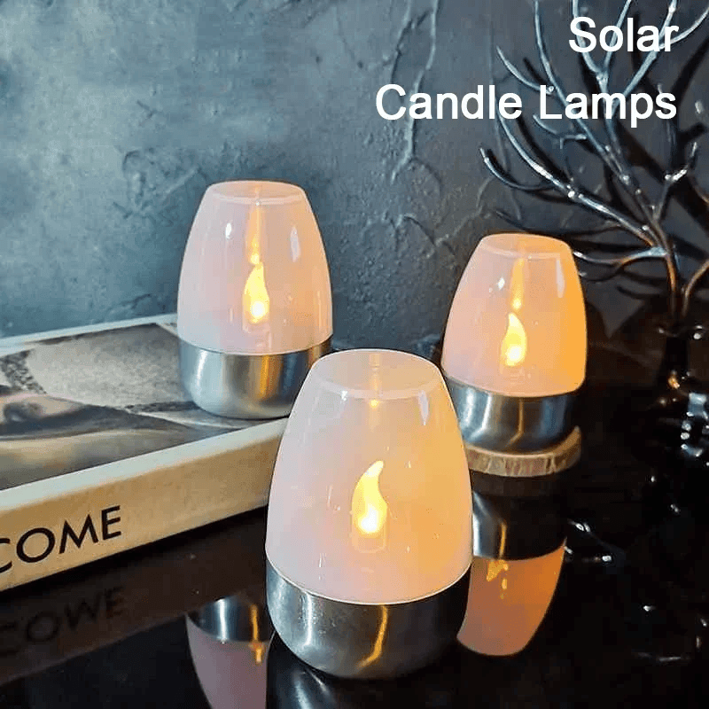 LED Solar Candles Flameless Rechargeable Waterproof Night Lights for Outdoor Garden  Wedding Dec