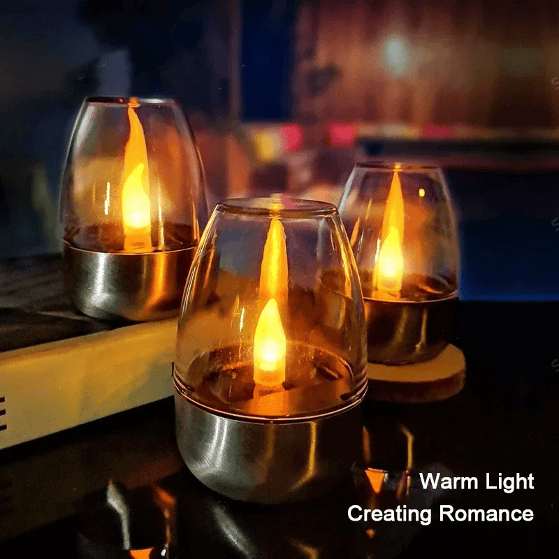 LED Solar Candles Flameless Rechargeable Waterproof Night Lights for Outdoor Garden  Wedding Dec