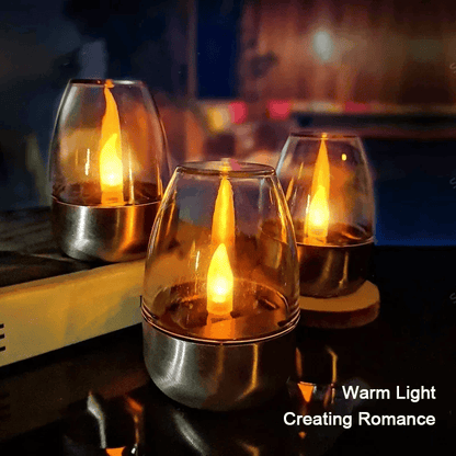 LED Solar Candles Flameless Rechargeable Waterproof Night Lights for Outdoor Garden  Wedding Dec