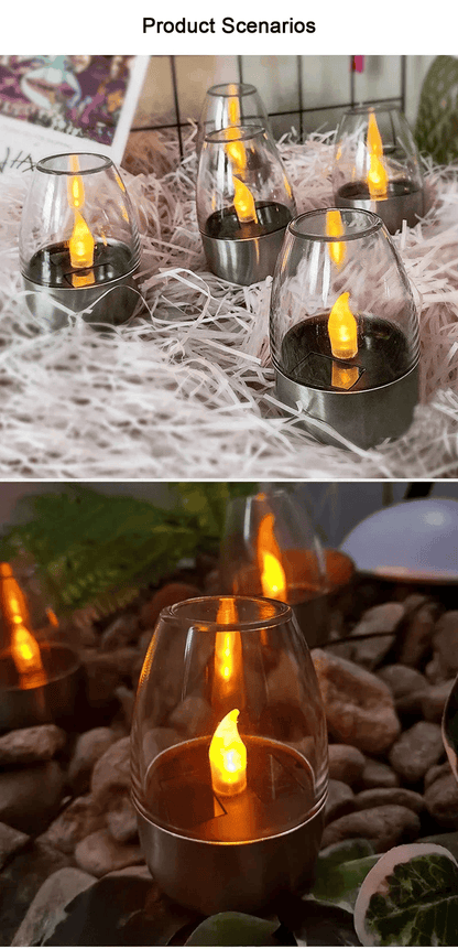 LED Solar Candles Flameless Rechargeable Waterproof Night Lights for Outdoor Garden  Wedding Dec