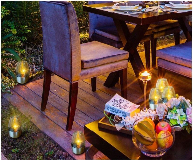 LED Solar Candles Flameless Rechargeable Waterproof Night Lights for Outdoor Garden  Wedding Dec