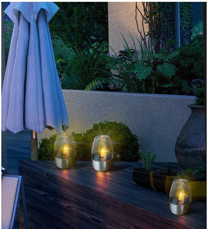 LED Solar Candles Flameless Rechargeable Waterproof Night Lights for Outdoor Garden  Wedding Dec