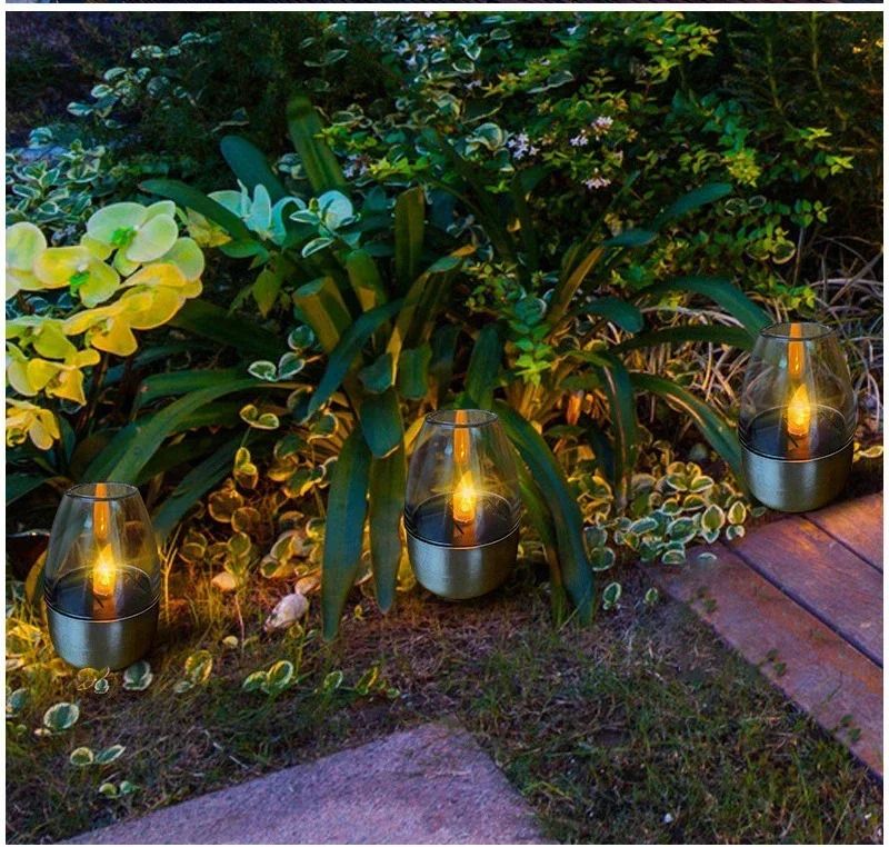 LED Solar Candles Flameless Rechargeable Waterproof Night Lights for Outdoor Garden  Wedding Dec
