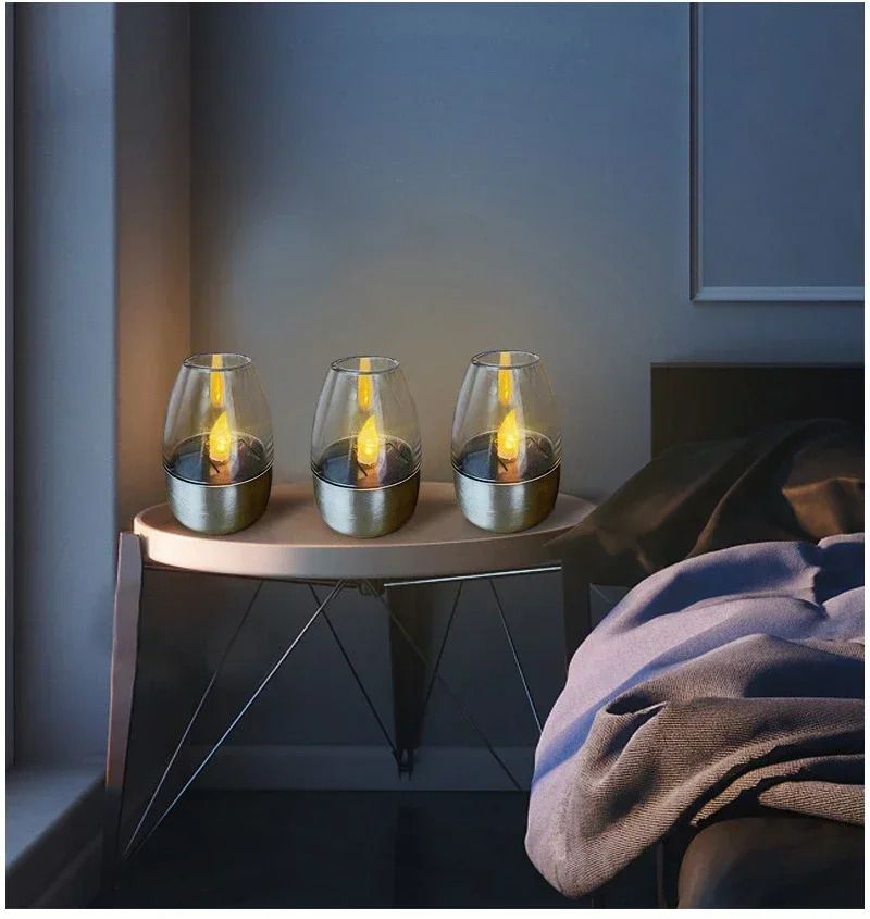 LED Solar Candles Flameless Rechargeable Waterproof Night Lights for Outdoor Garden  Wedding Dec
