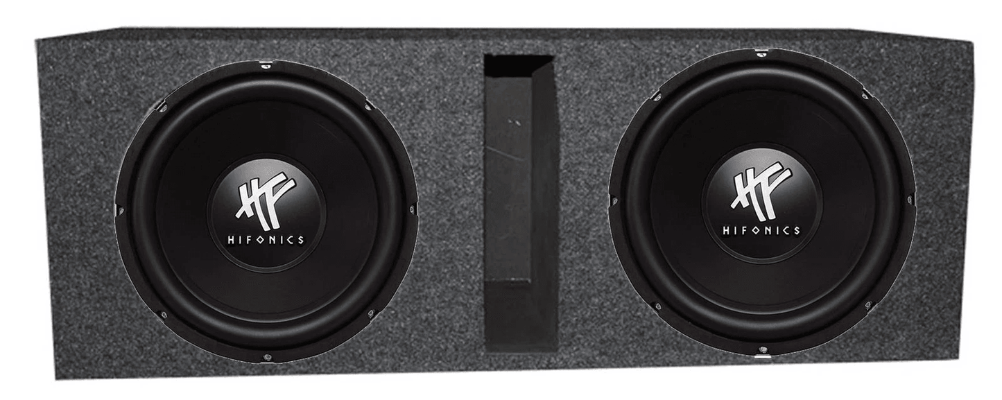 HIFONICS Car Audio Subwoofer Speaker 2 Pack with QPower Dual 12" Ported Subwoofer Enclosure for Deep Bass Sound System