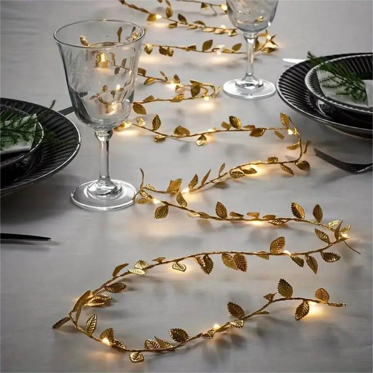 Battery Operated 20LED Golden Leaf Fairy Lights Copper Wire String Lights for Home Party  Wedding