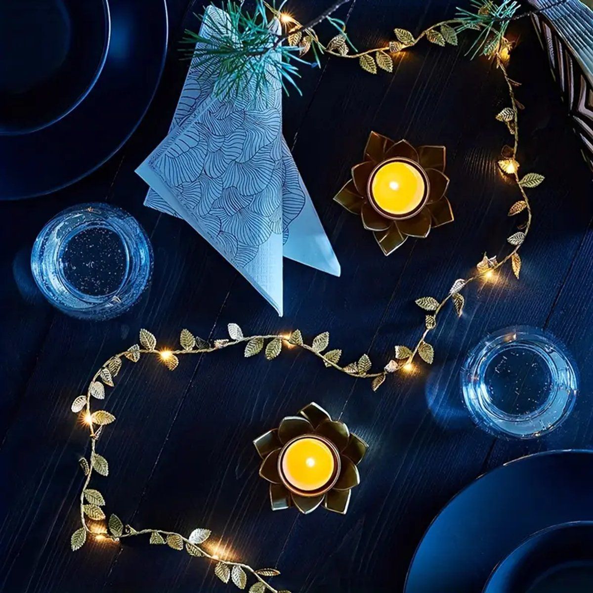 Battery Operated 20LED Golden Leaf Fairy Lights Copper Wire String Lights for Home Party  Wedding