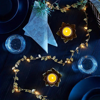 Battery Operated 20LED Golden Leaf Fairy Lights Copper Wire String Lights for Home Party  Wedding