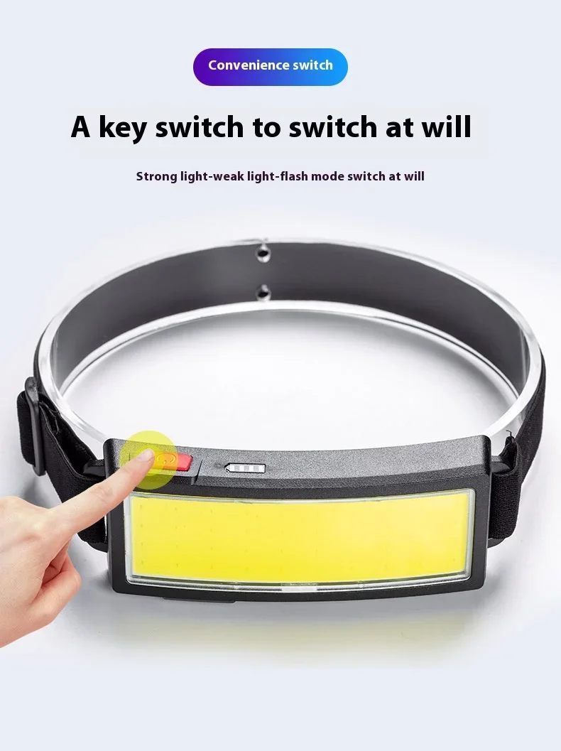 COB LED Rechargeable Headlamp Super Bright 180 Waterproof Head Light for Outdoor Running Camping