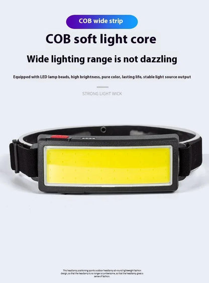 COB LED Rechargeable Headlamp Super Bright 180 Waterproof Head Light for Outdoor Running Camping