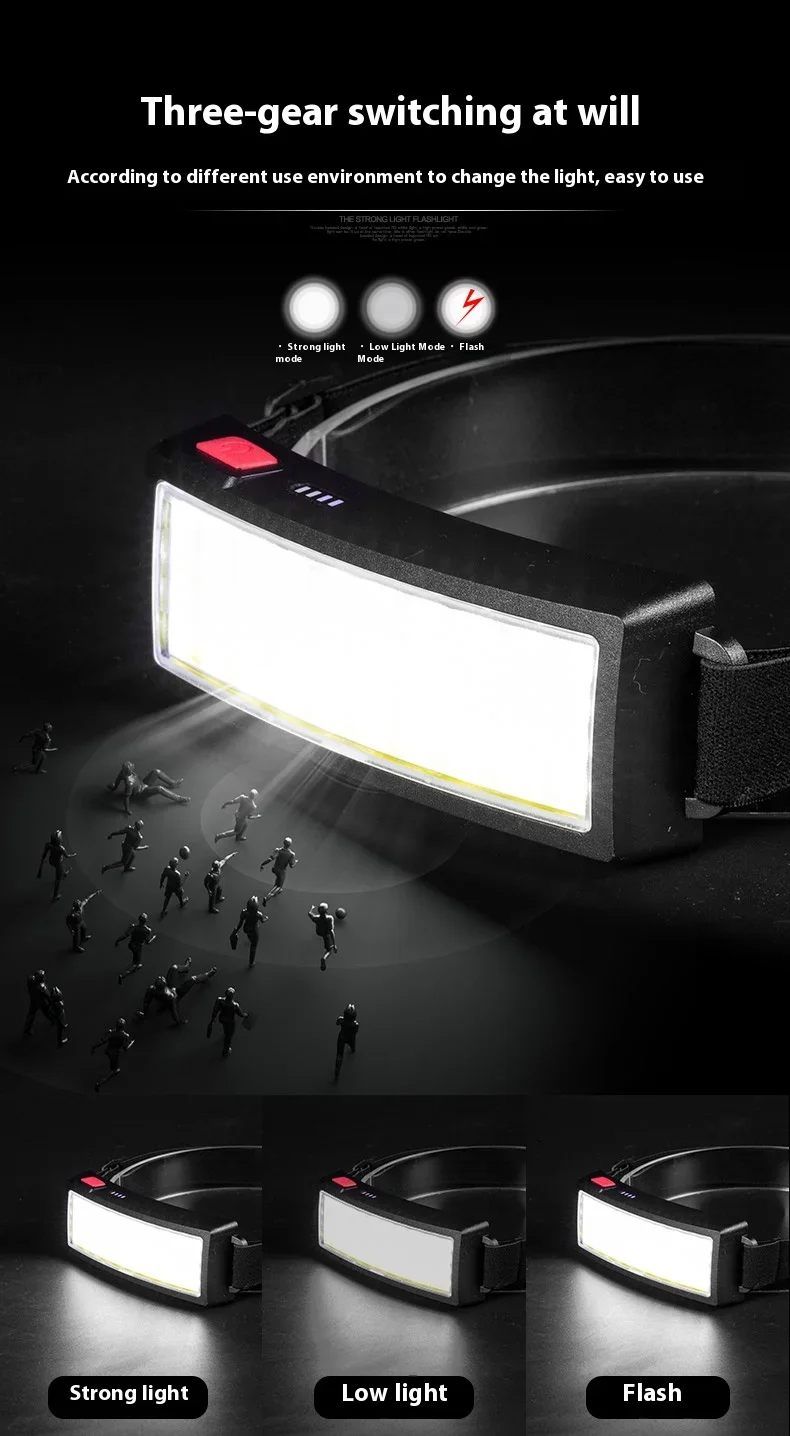 COB LED Rechargeable Headlamp Super Bright 180 Waterproof Head Light for Outdoor Running Camping