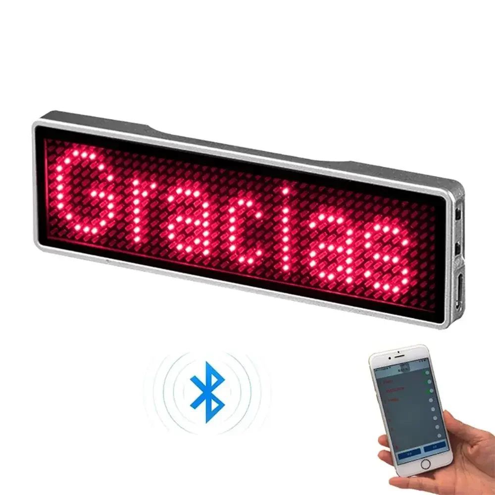 Rechargeable Bluetooth Digital LED Name Tag DIY Programmable Scrolling Message Badge with Mini LED