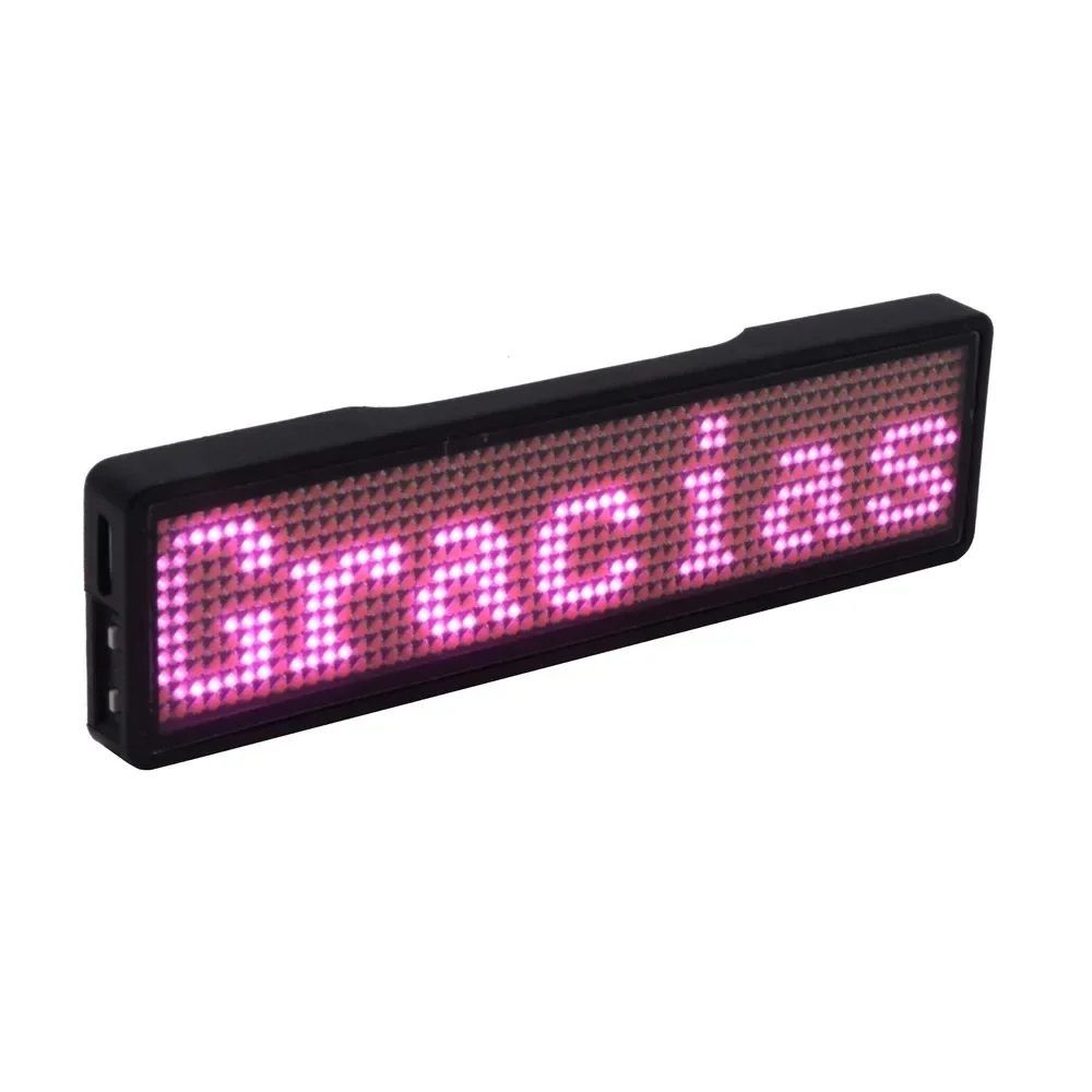 Rechargeable Bluetooth Digital LED Name Tag DIY Programmable Scrolling Message Badge with Mini LED