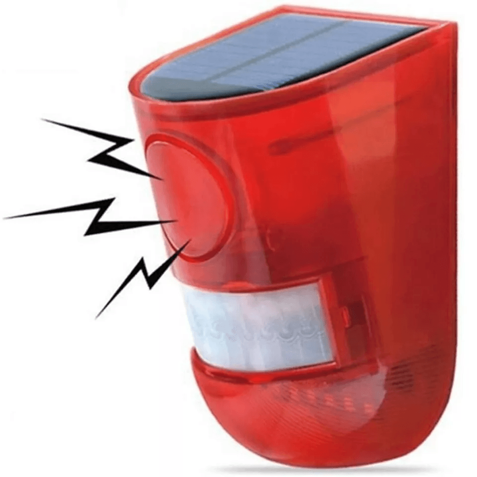 Solar Alarm LED Light Outdoor Wireless Motion Sensor Detector With 110dB Siren And Flashing Strobe  5