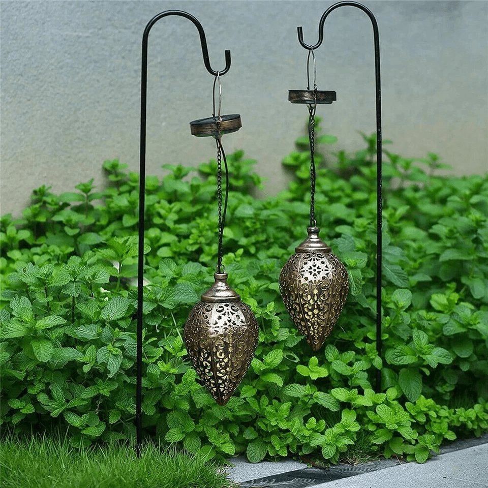 Solar Power LED Hanging Lantern Light  Metal Garden Yard Decor Lamp Rechargeable Outdoor Patio Ligh 1