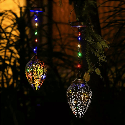 Solar Power LED Hanging Lantern Light  Metal Garden Yard Decor Lamp Rechargeable Outdoor Patio Ligh 3