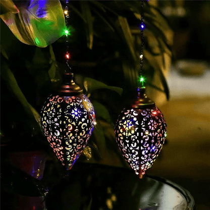 Solar Power LED Hanging Lantern Light  Metal Garden Yard Decor Lamp Rechargeable Outdoor Patio Ligh 2