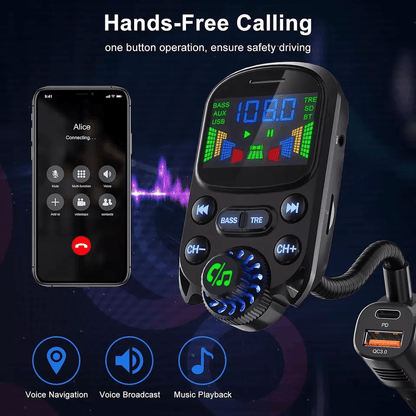 Wireless Car Bluetooth FM Transmitter MP3 Radio Adapter HandsFree 3Port USB Charger Universal Compa 1