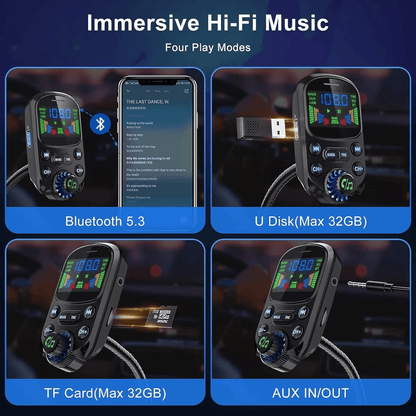 Wireless Car Bluetooth FM Transmitter MP3 Radio Adapter HandsFree 3Port USB Charger Universal Compa 4