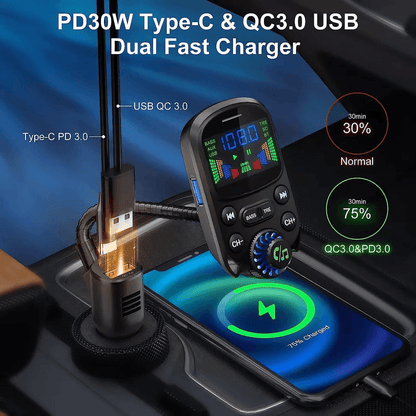 Wireless Car Bluetooth FM Transmitter MP3 Radio Adapter HandsFree 3Port USB Charger Universal Compa 2
