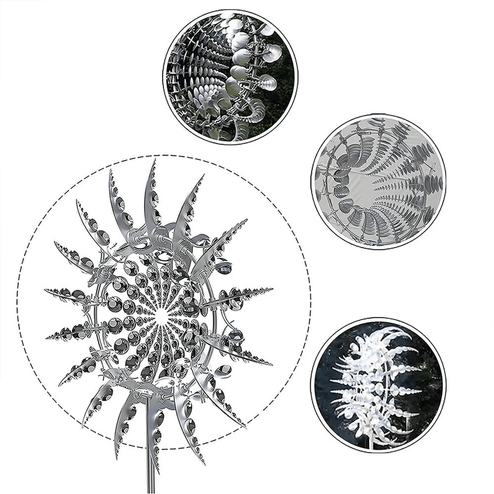 Magical Wind Powered Kinetic Windmill Unique Metal Garden Sculpture Spinner For Outdoor Yard Decor 2
