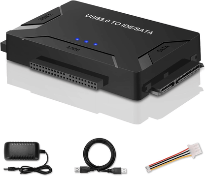 Universal USB to IDE & SATA Adapter, External Hard Drive Converter Kit for HDD/SSD, Supports Data Recove