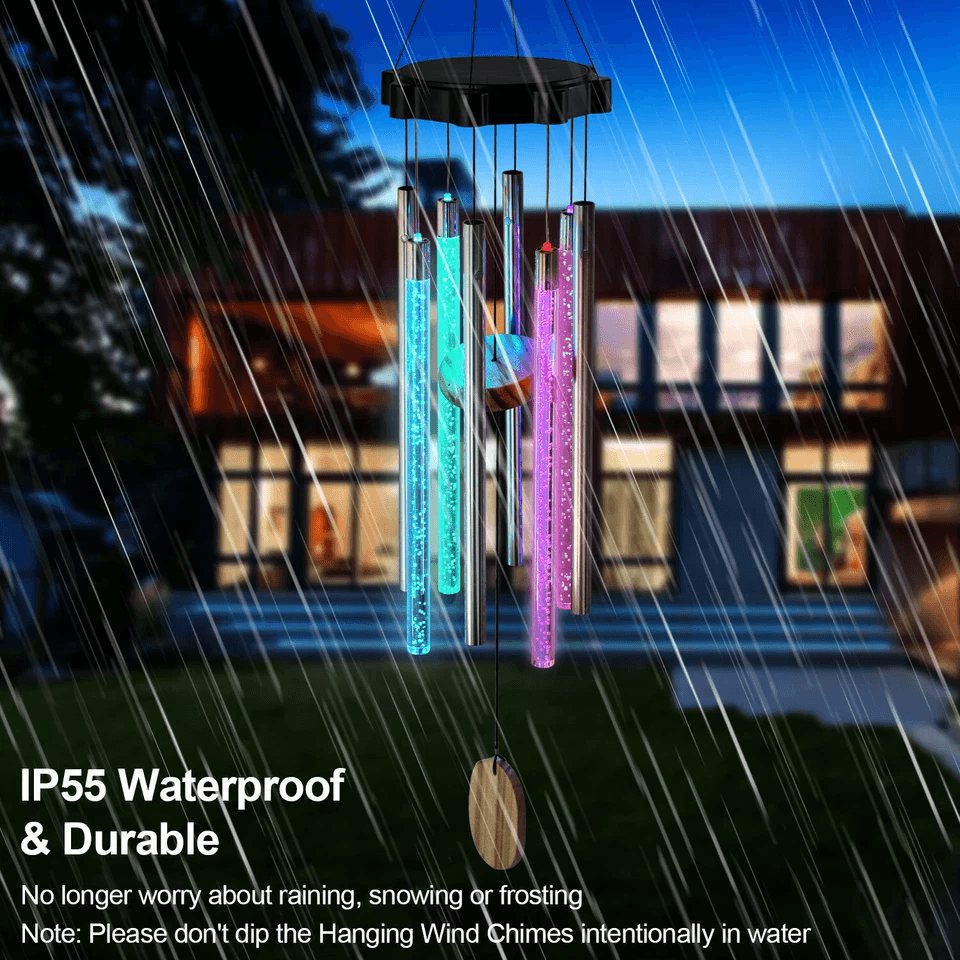Color Changing Solar Wind Chimes With LED Lights  Large Deep Tone Resonant Bell Tubes For Outdoor G 5