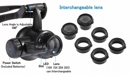 LED Double Eye Magnifier Loupe Glasses Jewelry  Watch Repair Tool With Adjustable Light 3