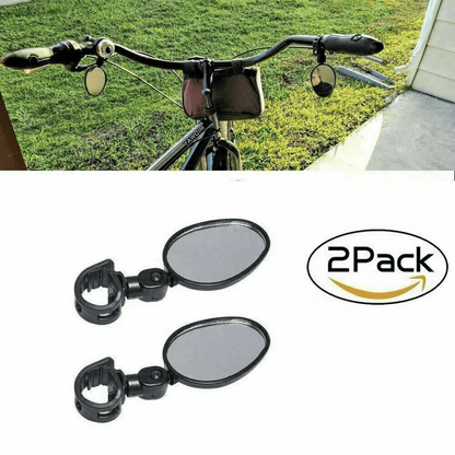 Adjustable Mountain Bike Glass Mirrors – 360° Rotating Rearview for Hybrid, MTB, Recumbent & Urban Bicycles